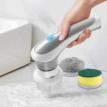 Многофункционална четка за почистване на мивки в банята, кухненския прозорец на колата, въртящата се четка за почистване, заряжающаяся чрез USB Електрическа четка за почистване
