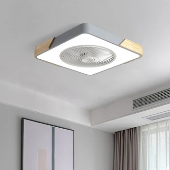 Модерен вентилатор на тавана със светлина и горивото Лампа домашен интериор за спални Led осветление на хола 110 В Мини Дървени лампи на покрива на Къща