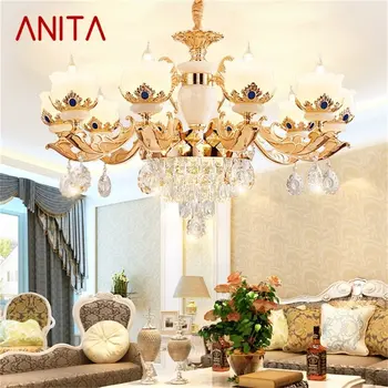Модерен Полилей DEO, Луксозна Златна кристален led свещ, окачена лампа за украса на дома хол, спалня