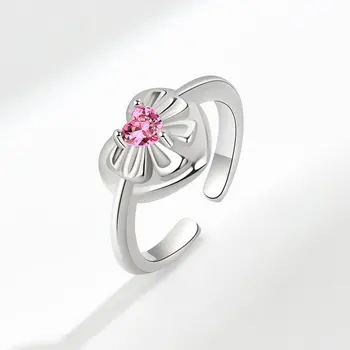 Модерен пръстен NBNB с розов цирконием във формата на сърце за жени, Регулируема отворен пръстен за момичета, Модно Дамско сватбена украса за партита на пръст, подарък