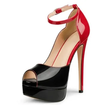 Модни дамски обувки SHOFOO на висок ток. Петата височина около 15 см Лятна дамски обувки. Обувки-лодка с отворени пръсти. Обувки за модно ревю.