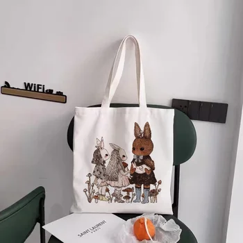 Мультяшная чанта, дамска чанта с голям капацитет, модни чанти през рамо с принтом Planet Kawaii, холщовая чанта-тоут, художествена чанта за пазаруване