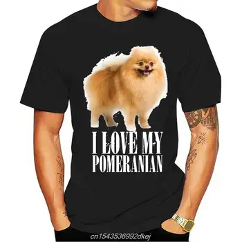 Мъжка тениска от 100% памук кръгло деколте и принтом По поръчка, Дамско тениска на My Pomeranian с модел от Карикатура, Ежедневни Къс плат Cn (origin)