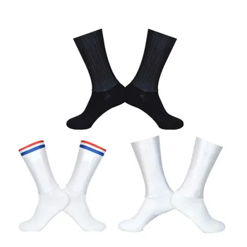 Мъжки Безшевни Чорапи За Колоездене Черни Бели Пътни Чорапи За Колоездене, Открит Марка Състезателен Велосипед Calcetines Ciclismo D005