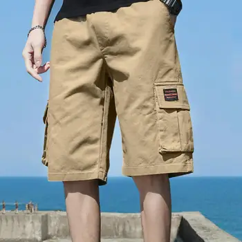 Мъжки къси панталони Дишащи мъжки летни улични спортни къси панталони с еластичен колан и много джобове свободно намаляване с дължина до коляното Мъжки карго