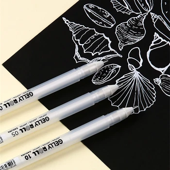 Набор от Гелевых Роли Sakura Gelly Roll Бяло Мастило 0,3 mm 0,4 мм и 0,5 мм За избиране на Скица Маркер, за да проверите За Рисуване