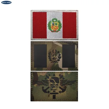 Националното Знаме на Перу Бродерия Нашивка с плетене на една Кука и линия Инфрачервен Отразяваща Тактически Икона Камуфляжный Котва Военна Емблема за Външно Оборудване