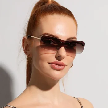 Новата европейска и американска индивидуалност, квадратни безрамочные дамски модни очила в ретро стил, слънчеви очила, дамски слънчеви очила Spice