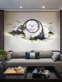 Нови китайски големи декоративни стенни часовници фон хол стенни битови часовници стенни тъпо стенни часовници от метал
