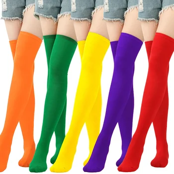 Нови коледни Дамски чорапи над коляното в привлече диагонал ивица, чорапи до бедрото, коледни чорапи за cosplay в стил аниме