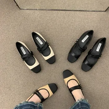 Новост 2023 г.; Дамски Обувки; Модни Дамски Обувки в Корейски Стил На Тънка еластична лента; Цветни Ежедневни Обувки Mary Jane, на равна подметка; Zapatos De Mujer
