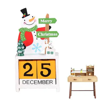 Номер и дата на Дървени блокове Коледен блок за обратно отброяване Украса Коледен дървен календар Реквизит за снимки на почивка