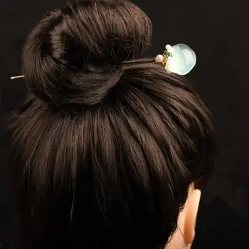 Обтегач прическа Чонсам Нефритовая Шнола за коса Pearl Шнола в древен стил Hanfu Пръчки за коса Древните шапки шапки в китайски стил