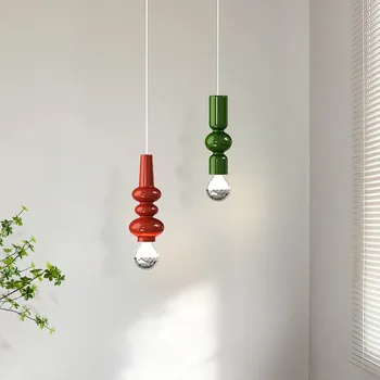 Окачен лампа Nordic LED, минималистичные висящи лампи Macaron Желязо За спални, хол, кабинет, осветление, полилеи