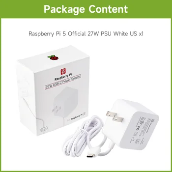 Официален източник на захранване USB Type-C с мощност 27 W за Raspberry Pi 5, цветови варианти и вилици, ac 100 ~ 240 v