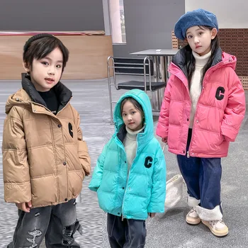 Палто за момчета, яке, памучен връхни дрехи, ветровка 2023, скъпа топла зимни детски дрехи от плътно кадифе с високо качество