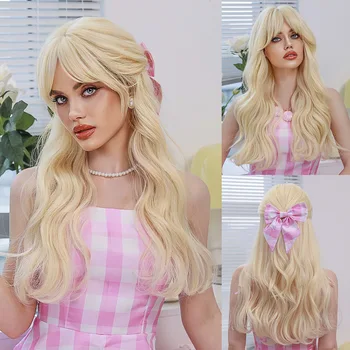 Перука Augustre кукли Барби Дълги светли перуки за жени Популярните синтетични перука за ежедневна cosplay на Хелоуин с висока плътност на косата