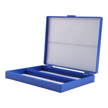 Пластмасов правоъгълник на кралския син цвят може да побере кутия за микроскоп Microslide на 100 предметни стъкла