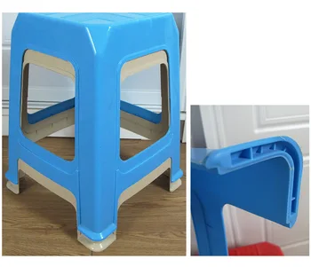 Пластмасова табуретка HH320 за възрастни, дебели високо столче за домашно ресторант, квадратен табуретка от производителя, червено и синьо столче