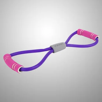 Плоска еластична латексова лента-эспандер за силови тренировки, пилатес и физическо възпитание (лилаво)