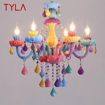 Подвесная лампа от цветно кристал TYLA, художествена лампа за стаята на момичетата, Детска стая, Хол, Ресторант, Спалня, Художествена полилей
