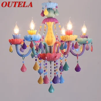 Подвесная лампа от цветно кристал OUTELA, художествена лампа за стаята на момичетата, Детска стая, хол, ресторант, спалня, художествена полилей