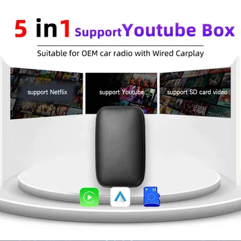 Поддръжка на Youtube, Netflix Streaming Box Apple Carplay Android Auto Wireless Adapter Smart AI Box Dongle за Apple Samsung Xiaomi