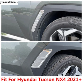 Покритие на Капака, Странично Крило на Купето От Страна на Предното и Задното Колело е Подходящ За Hyundai Tucson NX4 2021-2023 ABS Хром/Черни Аксесоари
