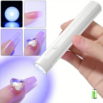 Портативна мини лампа за изсушаване на ноктите, UV фенерче с UV-лампа за изсушаване на гел-лак Преносим фенер Led лампа Ноктите инструмент