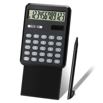Преносим основен калкулатор за въвеждане на ръкописен текст с бележник, 12 Цифри, тенис на джобен калкулатор за офиса, дома, училище, черен
