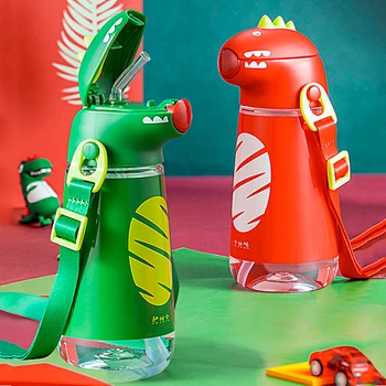 Преносима детска бутилка за вода във формата на хубава динозавър за спорт на открито с пагон Чаша за вода от Тритановой слама 400 мл