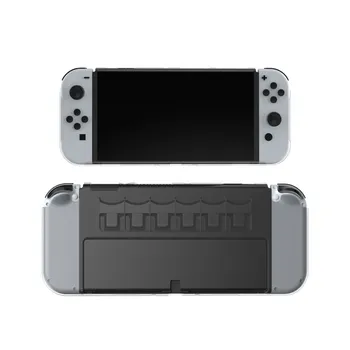 Прозрачен защитен калъф за Nintendo Switch OLED Прозрачен твърд калъф с 6 слота за съхранение слот за карти Аксесоари за конзоли