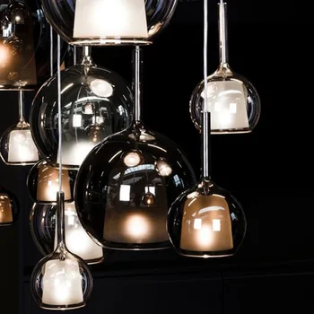 Прости полилеи Nordic E27, стъкло лампа, утайка от подвесная лампа за таван, Хол, спалня, окачена лампа за дома.