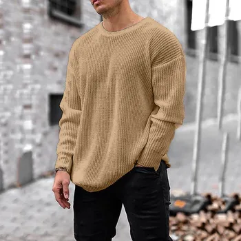 Пуловер за мъжете пролетта на плетене, тениски по поръчка, без приятелка, с кръгло деколте, мъжки пуловер от плътна мрежа, есенни стрейчевые блузи с дълъг ръкав