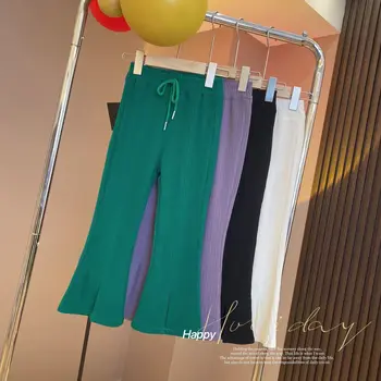 Разкроена панталони за момичета 2023 година, Ново записване, Летни ежедневни панталони, единични панталони за момичета в Корейски стил, лилаво Широки панталони