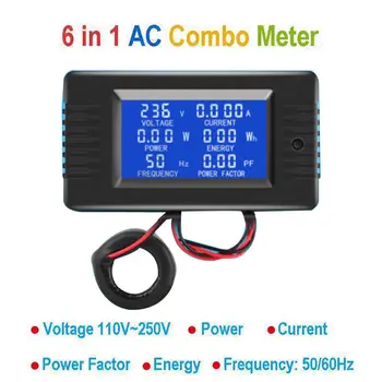 Разход на Измерване на Променлив Ток, AC 110V 220V 100A Цифров Измерител на Напрежение на Енергия Волтметър Амперметър Мощност Ток Вата честота на LCD индикатор 10А