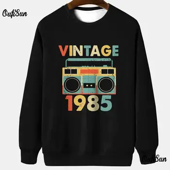 Реколта hoody на 80-те години, в есенно-зимната мъжки дрехи, блузи големи размери с дълъг ръкав, пуловер с кръгло деколте, ежедневни градинска мъжки hoody