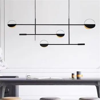 Ретро-железен полилей за кухня, трапезария, метална черно-златната лампа с регулируеми в 4 глави, промишлен дизайн на кухненската лампа