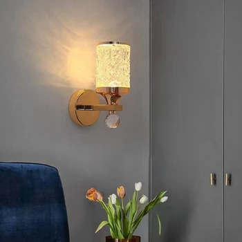 Ретро стенен лампа за спални, скандинавски минималистичное Златното стенни лампи, стенни лампи за прикроватной нощни шкафчета, коридор, коридор, вътрешен интериор в коридора, луксозни лампи