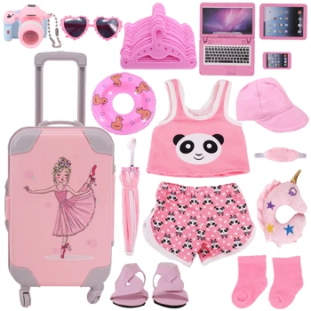 Розова кукла-Реборн, дрехи, обувки, куфар с аксесоари, подходящи за 18-инчовата американската момичета и 43-сантиметровой има кукли, играчки за момичета на нашето поколение