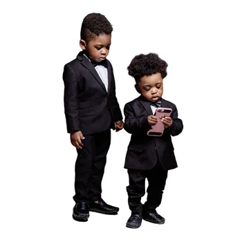Сватбен костюм за момчета 2022Flower, Джентълмен Детско вечерна Черна рокля-смокинг, детско празнично рокля за изказвания, костюм за баща и син