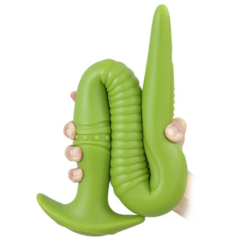 Сверхдлинные вибратори с течна силиконова аналната тапа, стимулиране на ануса и вагината, Мек анален удължител, най-дългата анален накрайник, секс-играчка за женските двойки