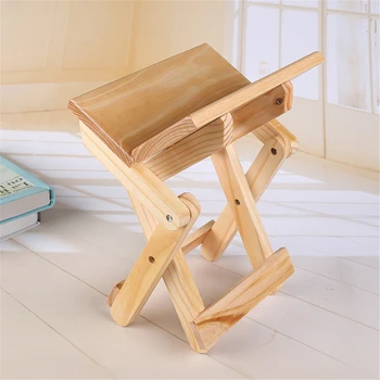 Сгъваем походный стол на Дървени мебели, Преносими Домакински стол за риболов от масивно Дърво Малка пейка Квадратен стол Детски стол за детска градина