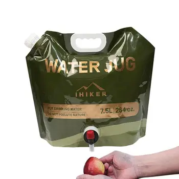 Сгъваема бутилка за вода, лека чанта за вода, Сгъваем Портативен контейнер за вода на открито с кран, голям капацитет 7,5 л