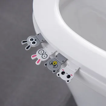 Сгъваема капак за тоалетна с хубав анимационни любимци, не пачкающая ръце флип-надолу дръжка за тоалетна