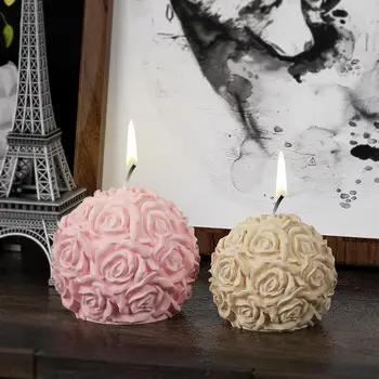 Силиконова форма за изработка на ароматни свещи, цветя, 3D-топки, силиконови форми, орнаменти за бродерия, Сапун, подарък за рожден Ден, празник, Сватба