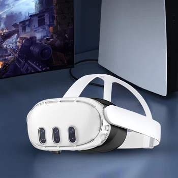 Силиконовата защитно покритие VR-слушалки от надраскване, Прозрачна предна предна капачка, Противоударная на капака, защитен калъф за Meta Quest 3