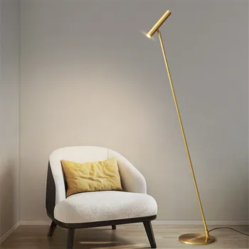 Скандинавски минималистичен под лампа С led регулируем прожектором, разтегателен диван в хола, Нощни лампа в спалнята, Домашна лампа за четене в кабинета