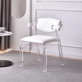 Скандинавски Модерен стол за хранене на открито, Ергономичен дизайн и бели столове от акрил пластмаса, Офис на мобилни телефони, мебели за ресторант Muebles De Cocina