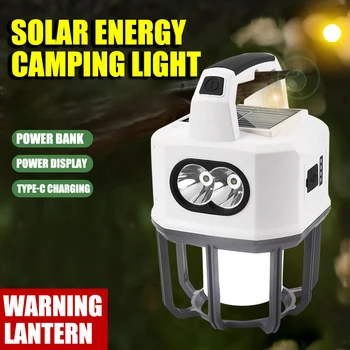 Слънчевата Туризъм лампа Type-C, акумулаторна батерия Двоен източник на светлина, Мултифункционален Преносим Фенер, Походный Прожектор, Лампа